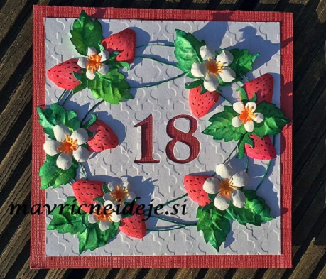 Ročno izdelana voščilnica jagode