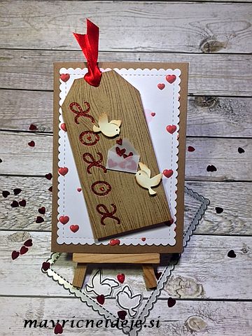 Valentinova voščilnica s tagom in kuverto