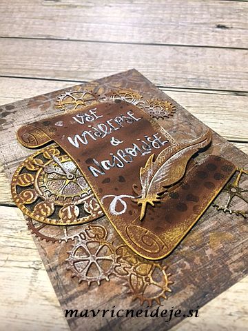 Steampunk feather card