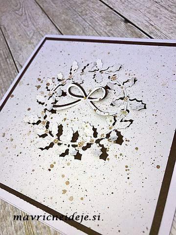 Novoletna voščilnica belo rjav venček