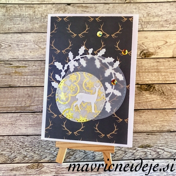 Voščilnica s srno in venčkom